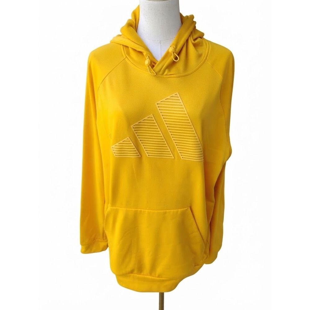 Adidas Yellow Logo Pullover Hoodie Size Large